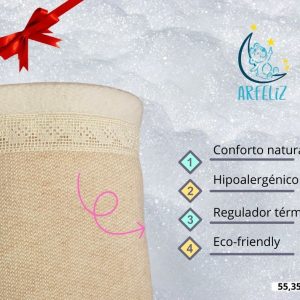 Manta em algodão orgânico e renda para bebé