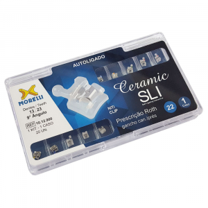 Kit de Bráquetes Prescrição Roth - Ceramic SLI .022" - Can.9° Ang. - Gancho Can./Prés - Morelli