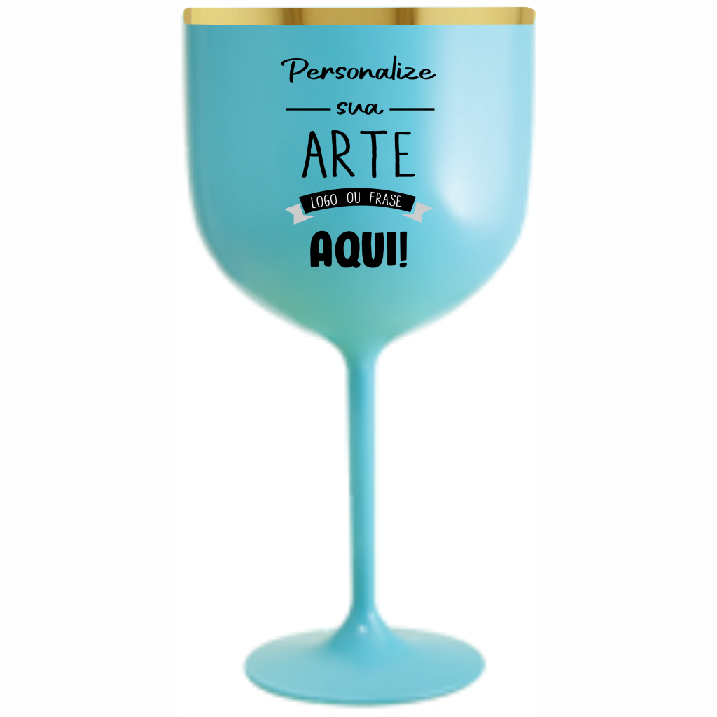 Taça Gin Azul Tiffany 580 ml com Borda Personalizada