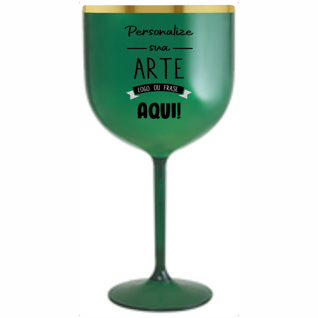 Taça Gin Verde 580 ml com Borda Personalizada