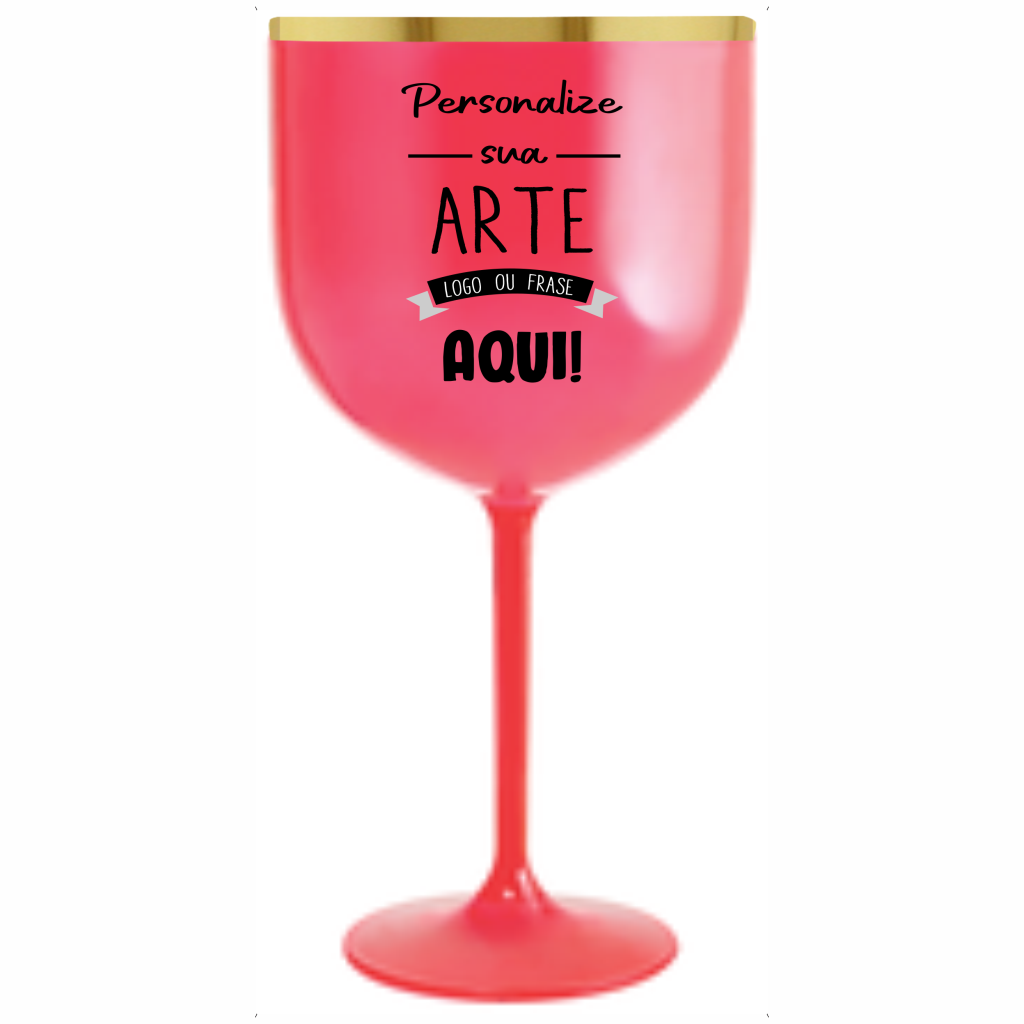 Taça Gin Rosa Neon 580 ml com Borda Personalizada