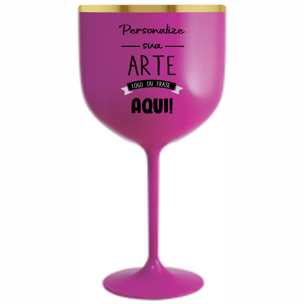 Taça Gin Rosa Leitoso 580 ml com Borda Personalizada