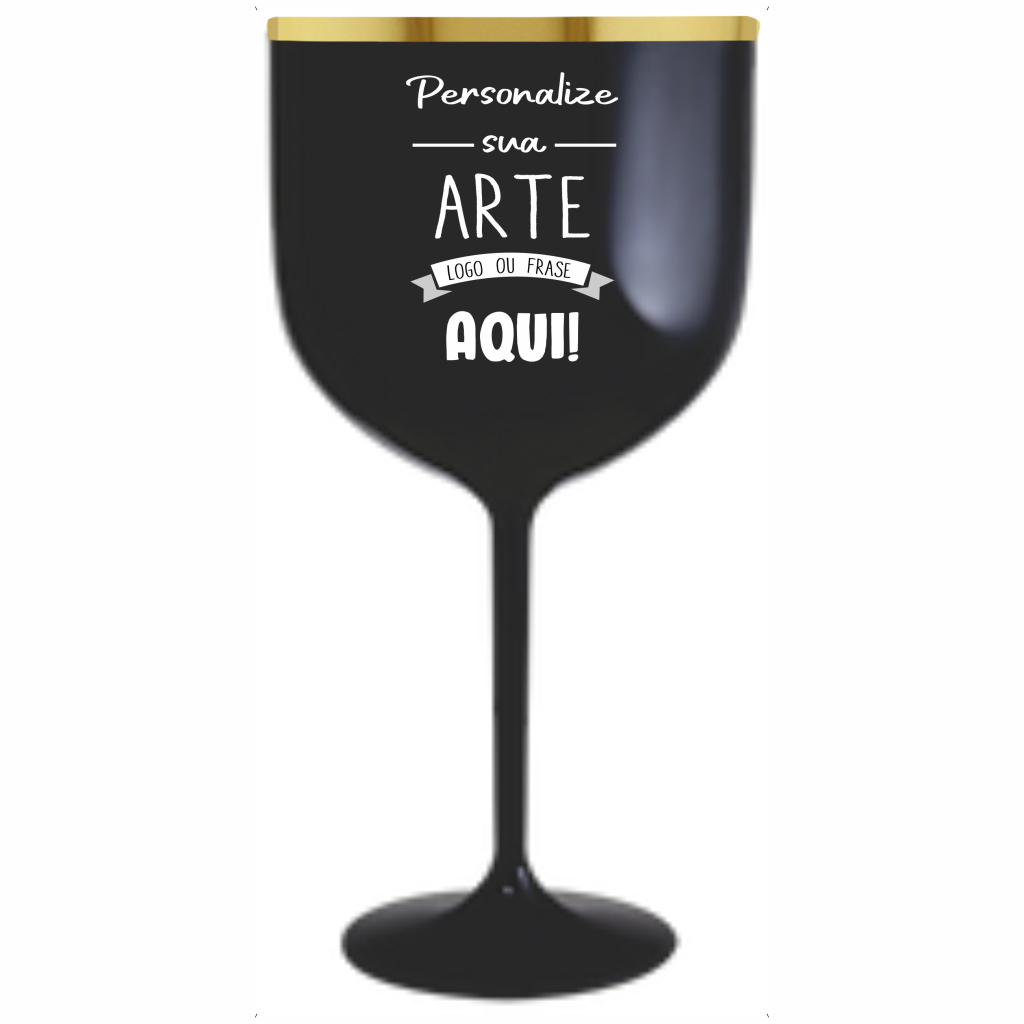 Taça Gin Preto 580 ml com Borda Personalizada