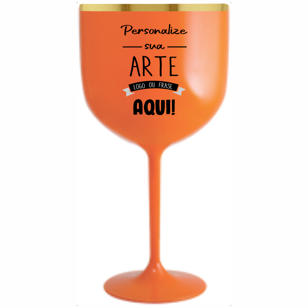 Taça Gin Laranja Neon Leitoso 580 ml com Borda Personalizada