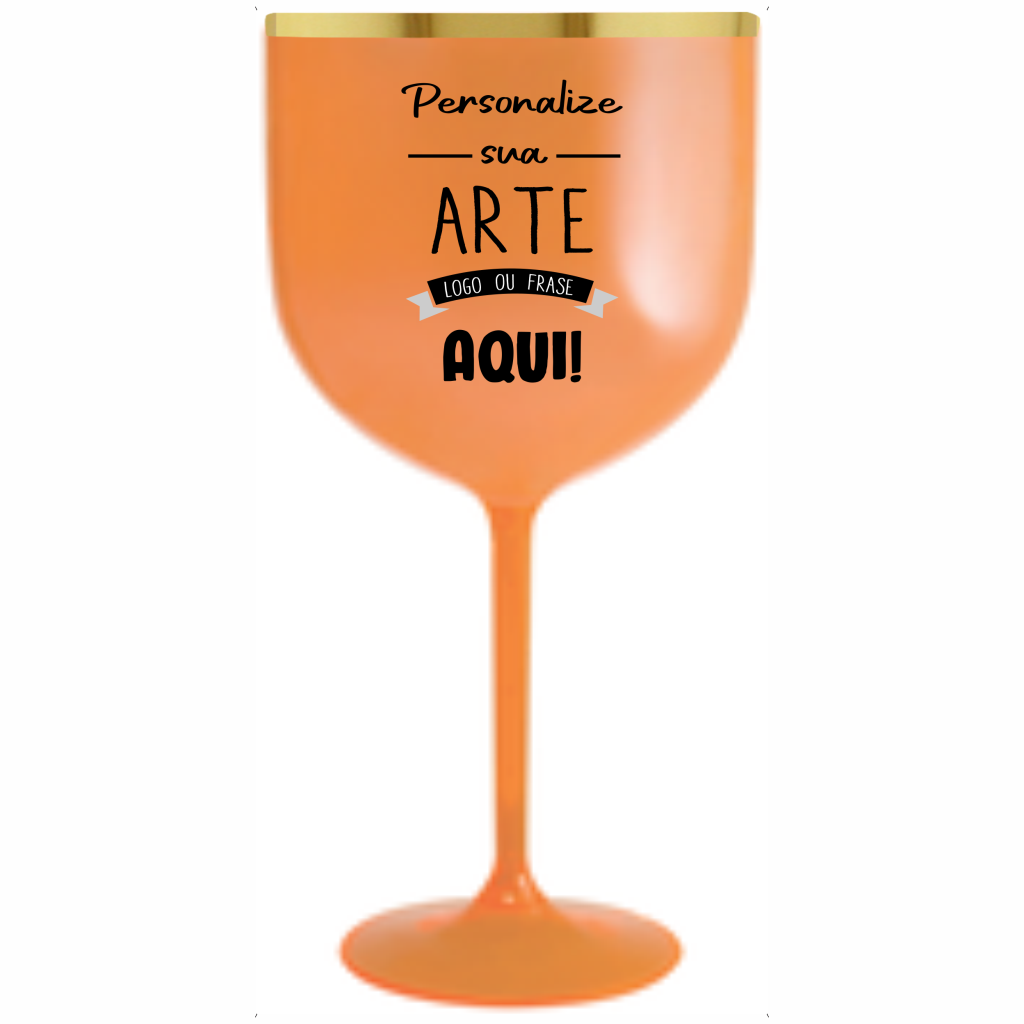 Taça Gin Laranja Neon 580 ml com Borda Personalizada