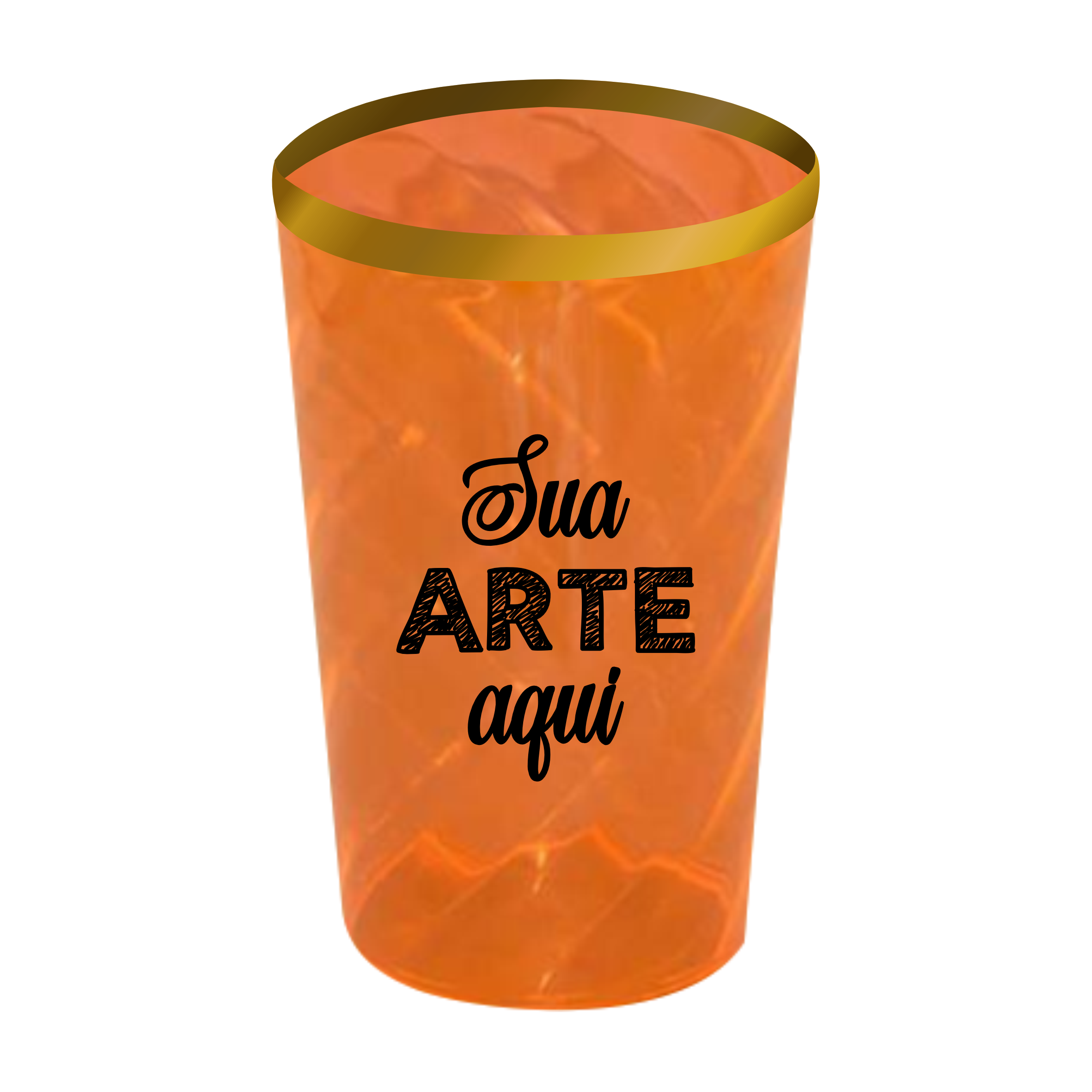 Copo Twister Laranja Neon com borda 550 ml Personalizado