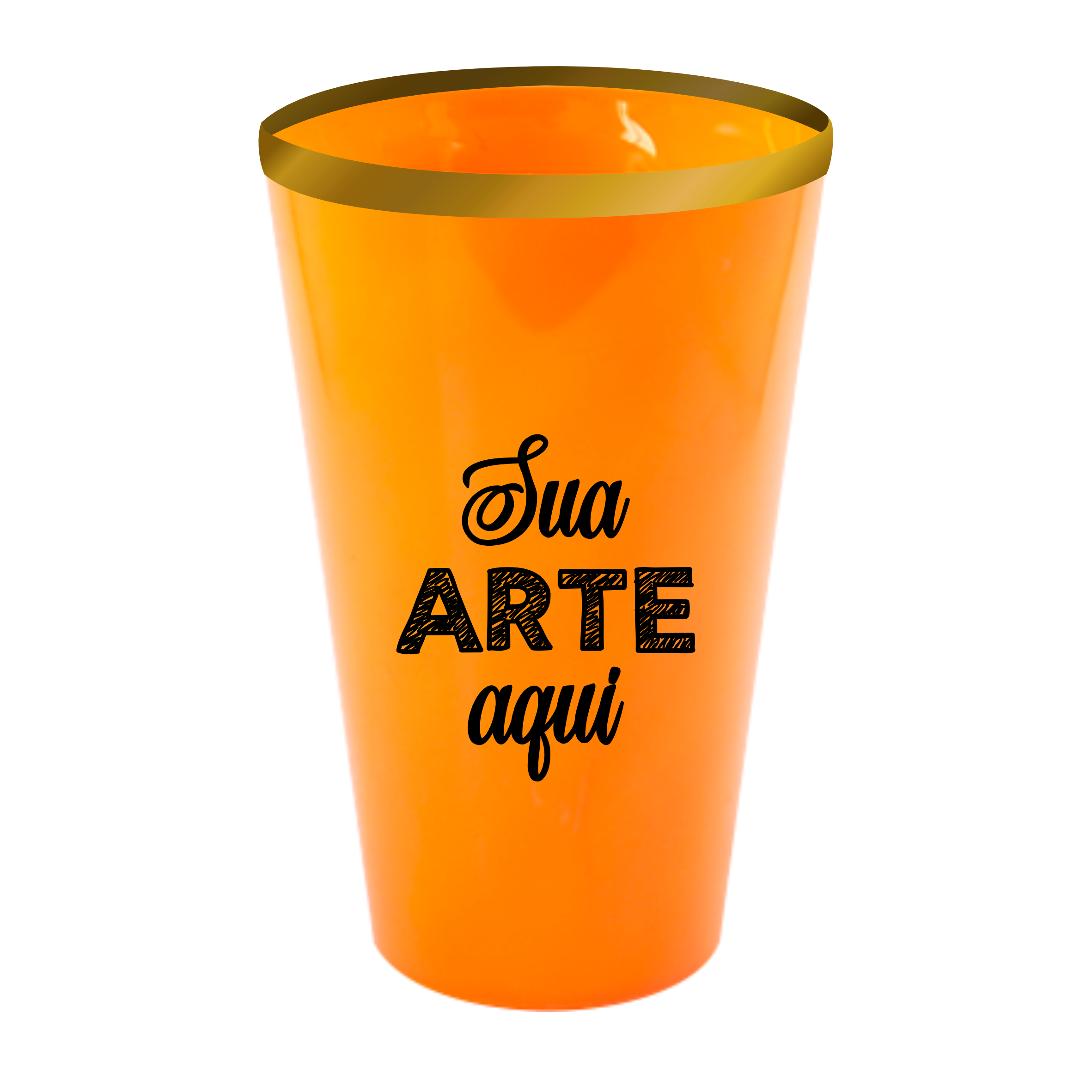 Copo Twister Laranja com borda 550 ml Personalizado