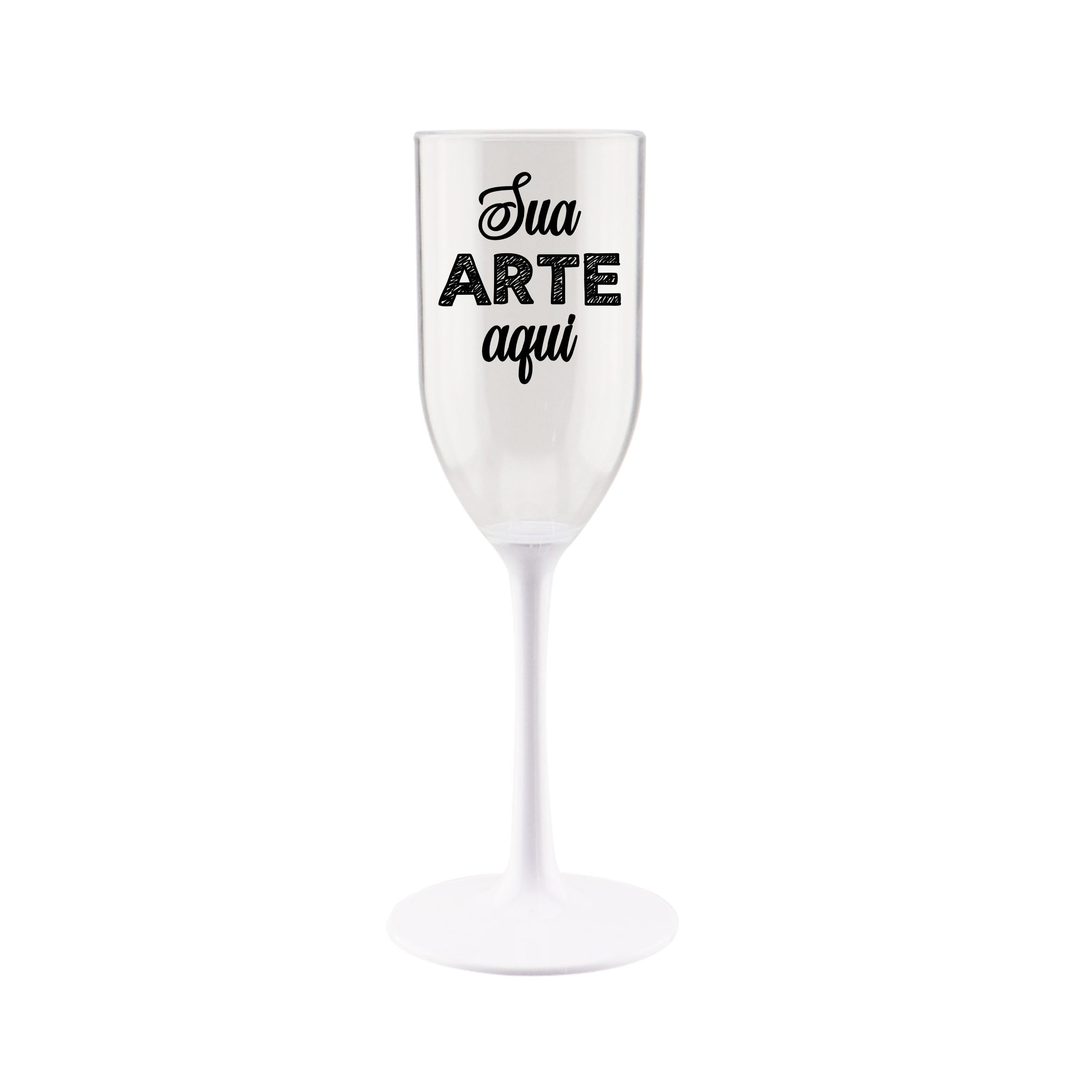Taça Champagne 190 ml com Pé Bicolor Branco Personalizada