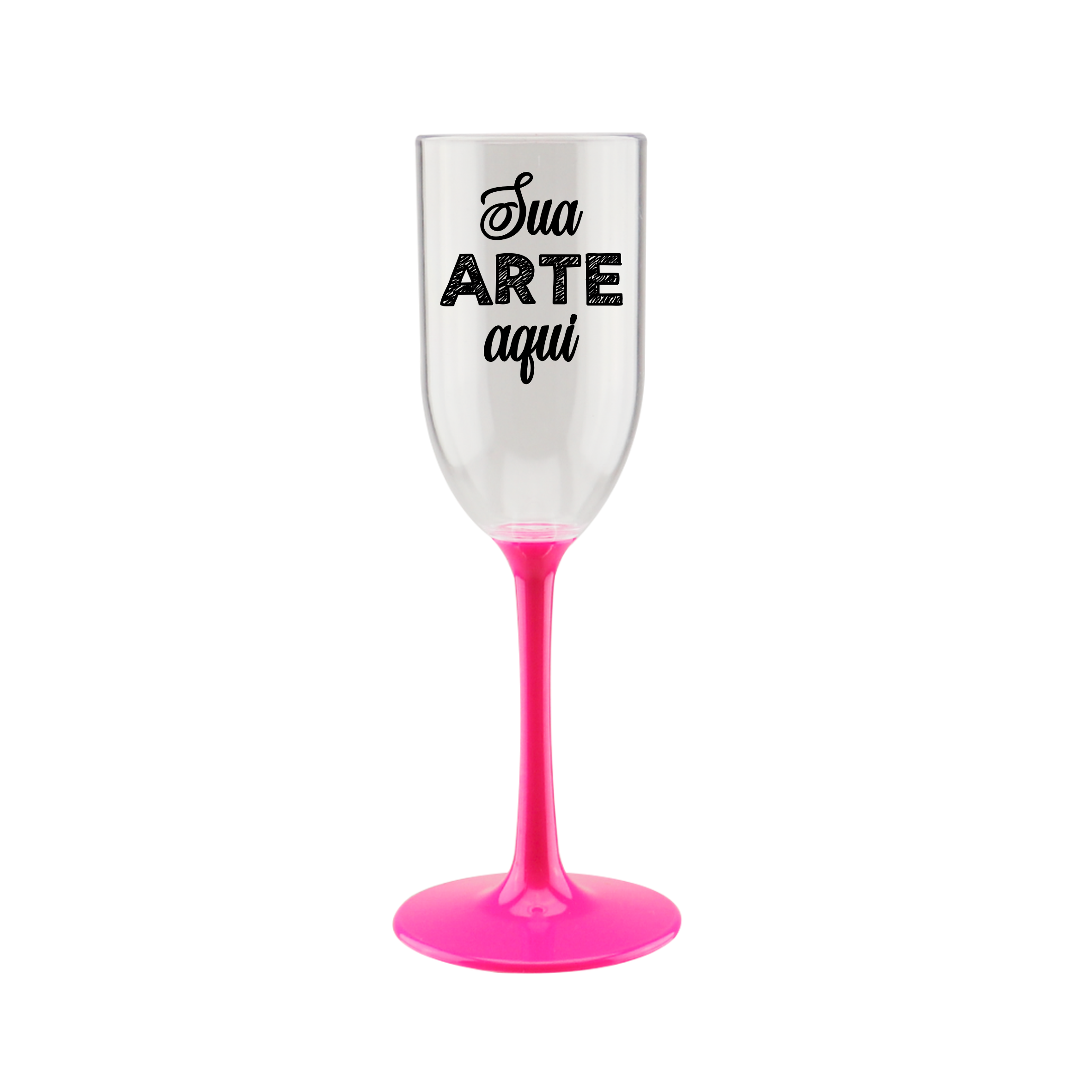 Taça Champagne 190 ml com Pé Bicolor Rosa Personalizada