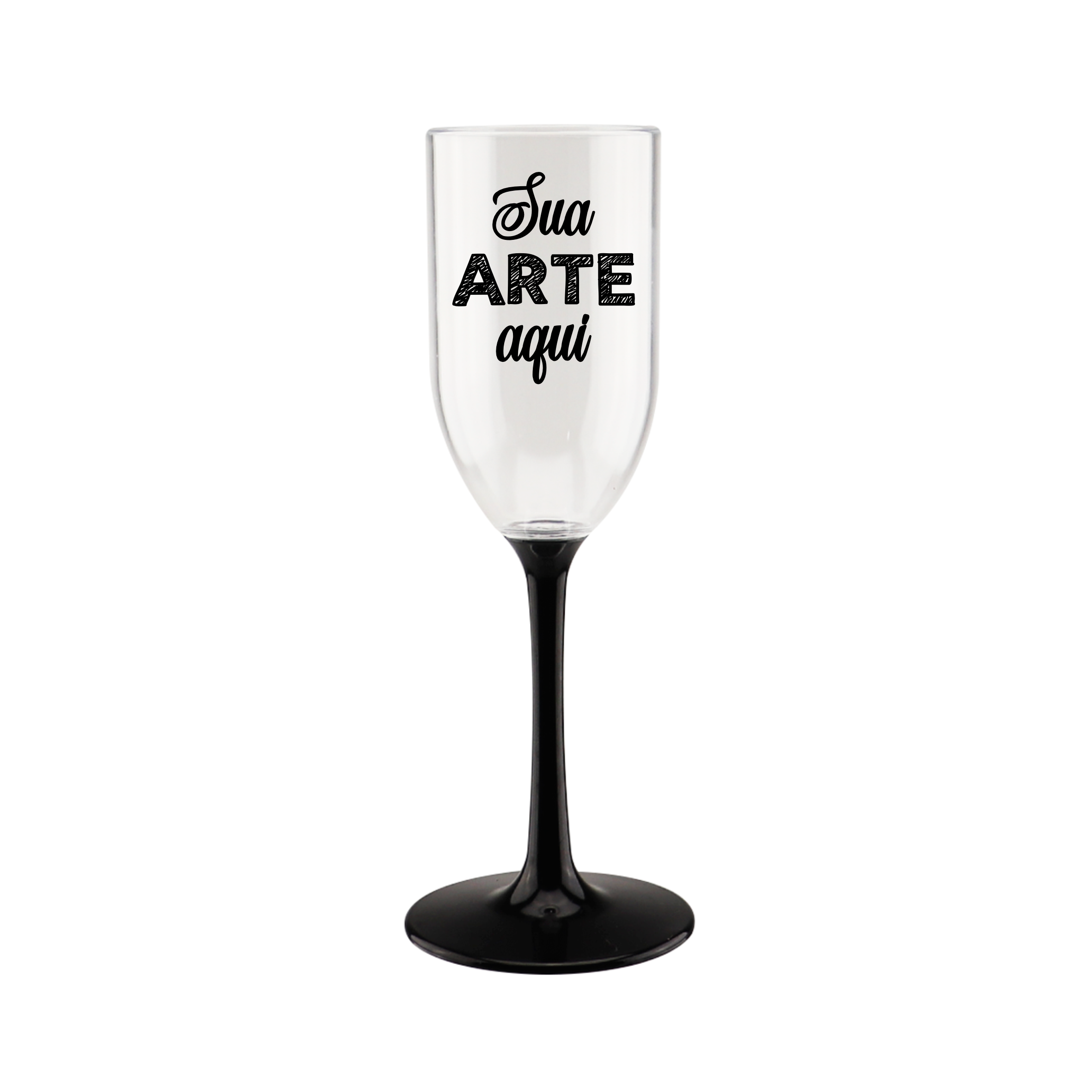 Taça Champagne 190 ml com Pé Bicolor Preto Personalizada