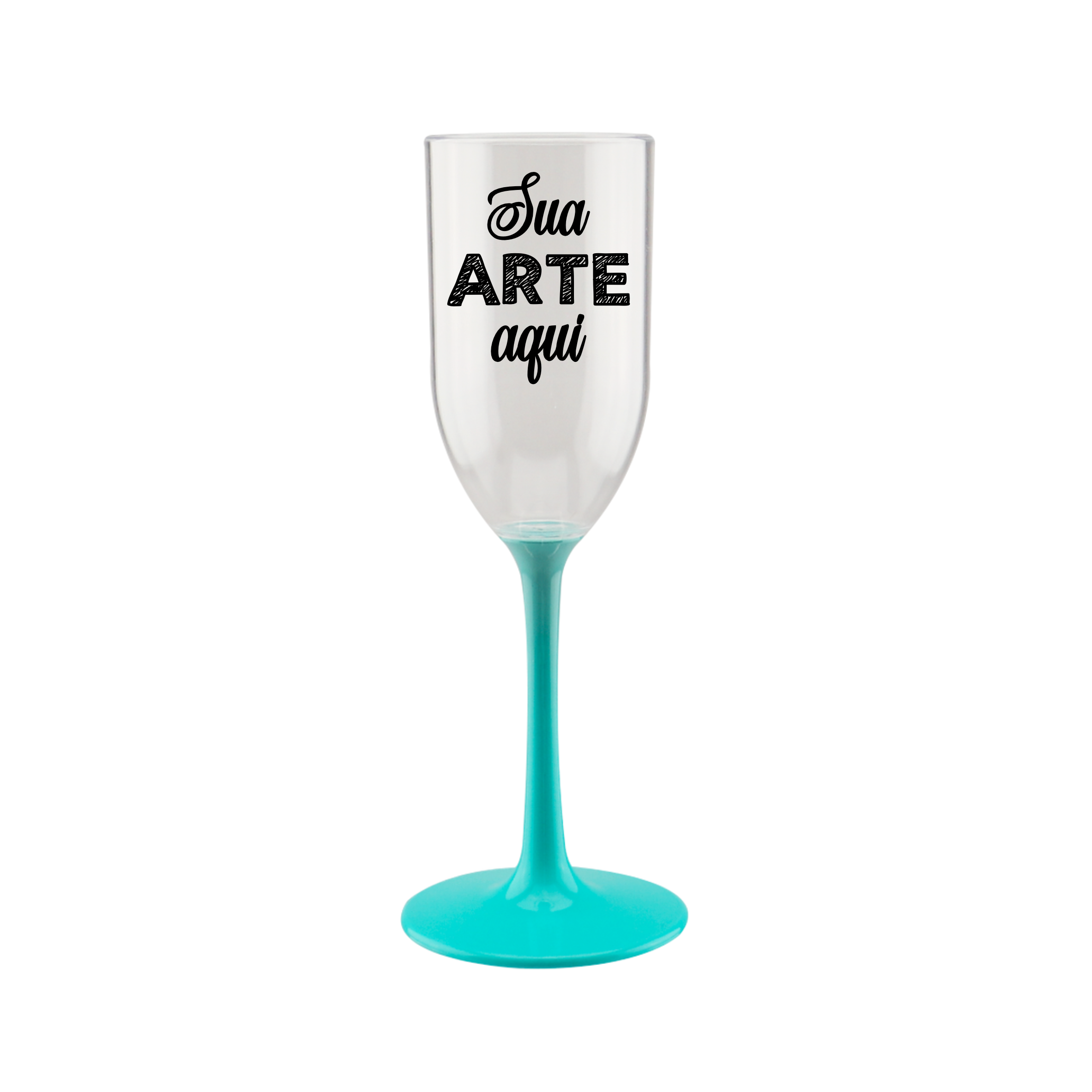 Taça Champagne 190 ml com Pé Bicolor Azul Tiffany Personalizada