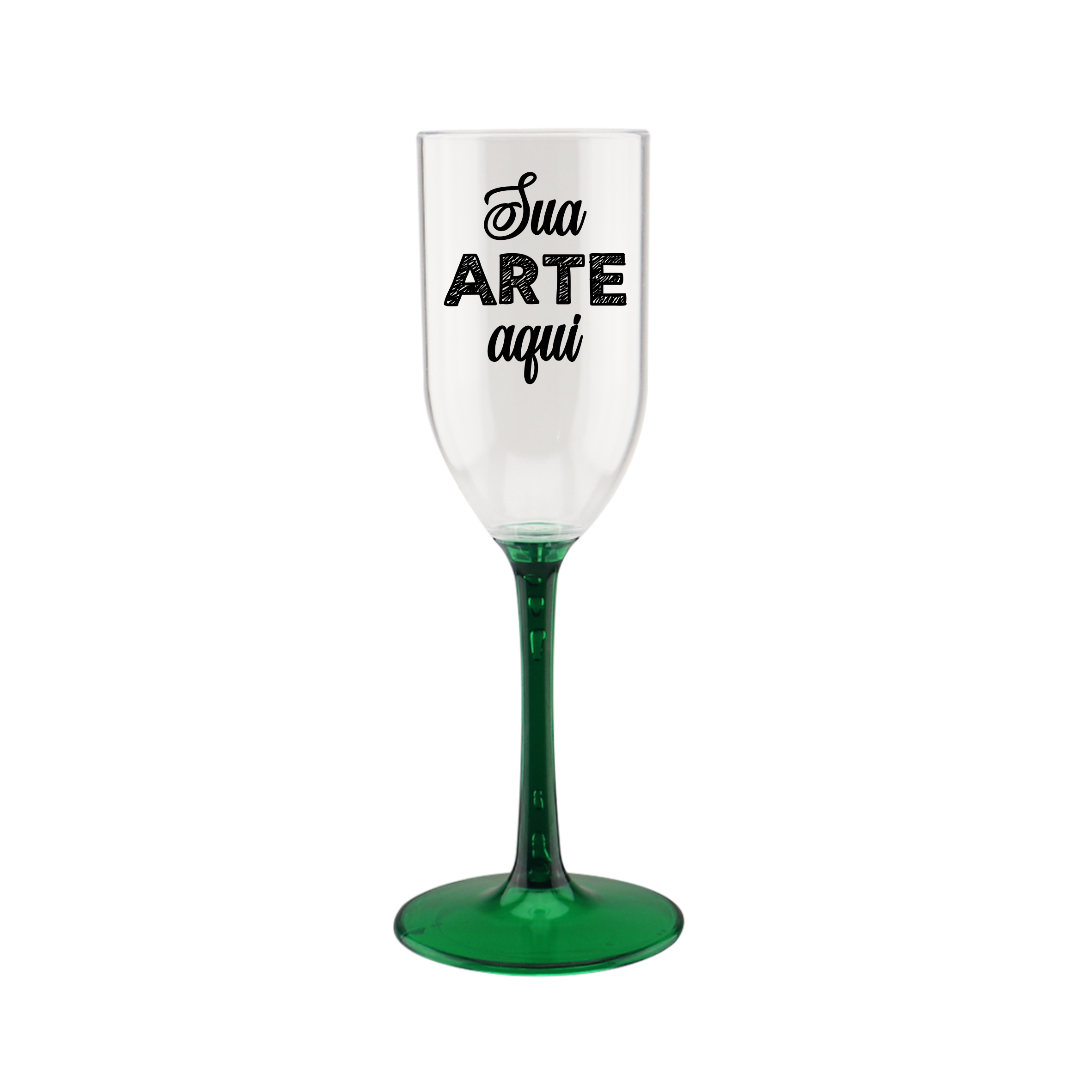 Taça Champagne 190 ml com Pé Bicolor Verde Escuro Personalizada