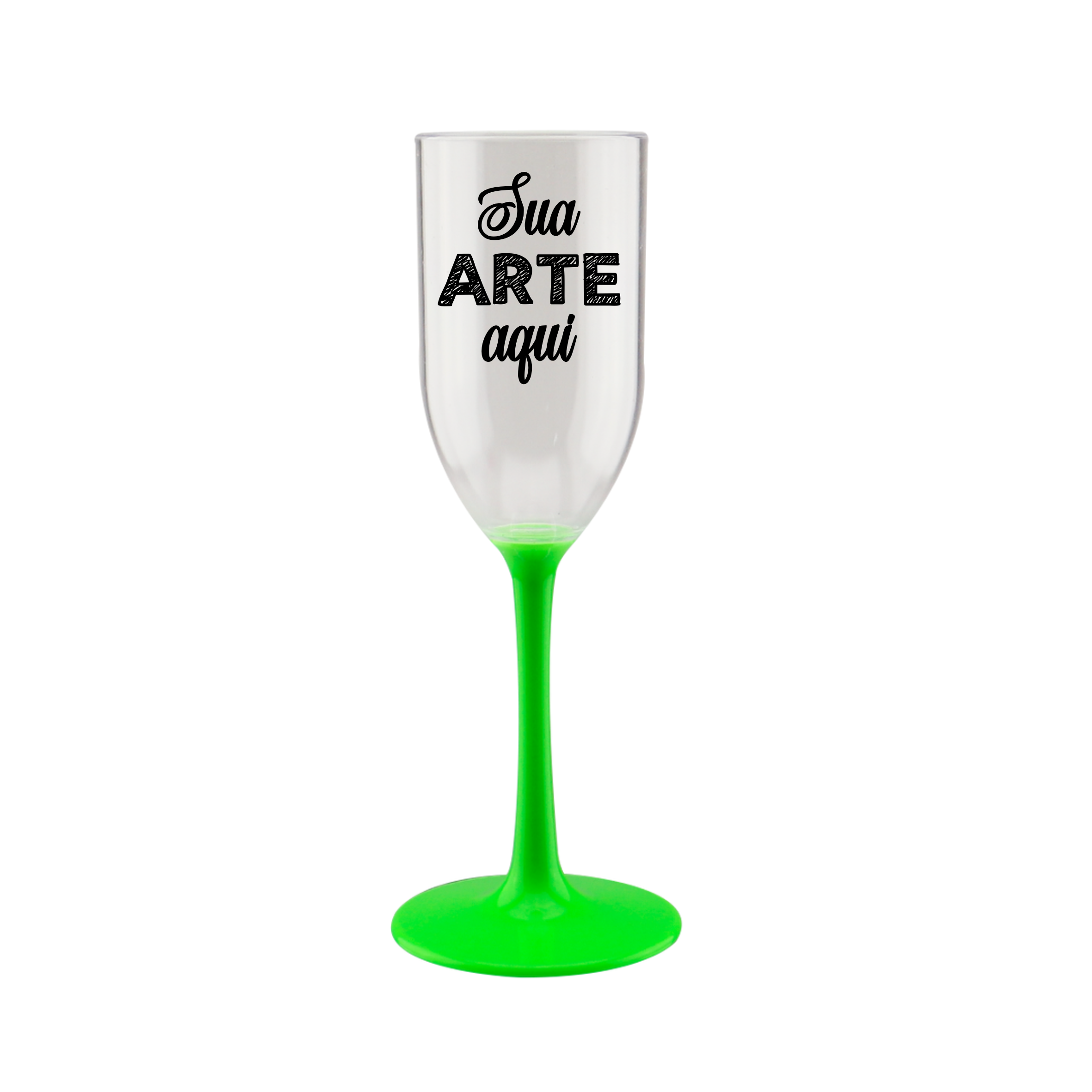 Taça Champagne 190 ml com Pé Bicolor Verde Personalizada