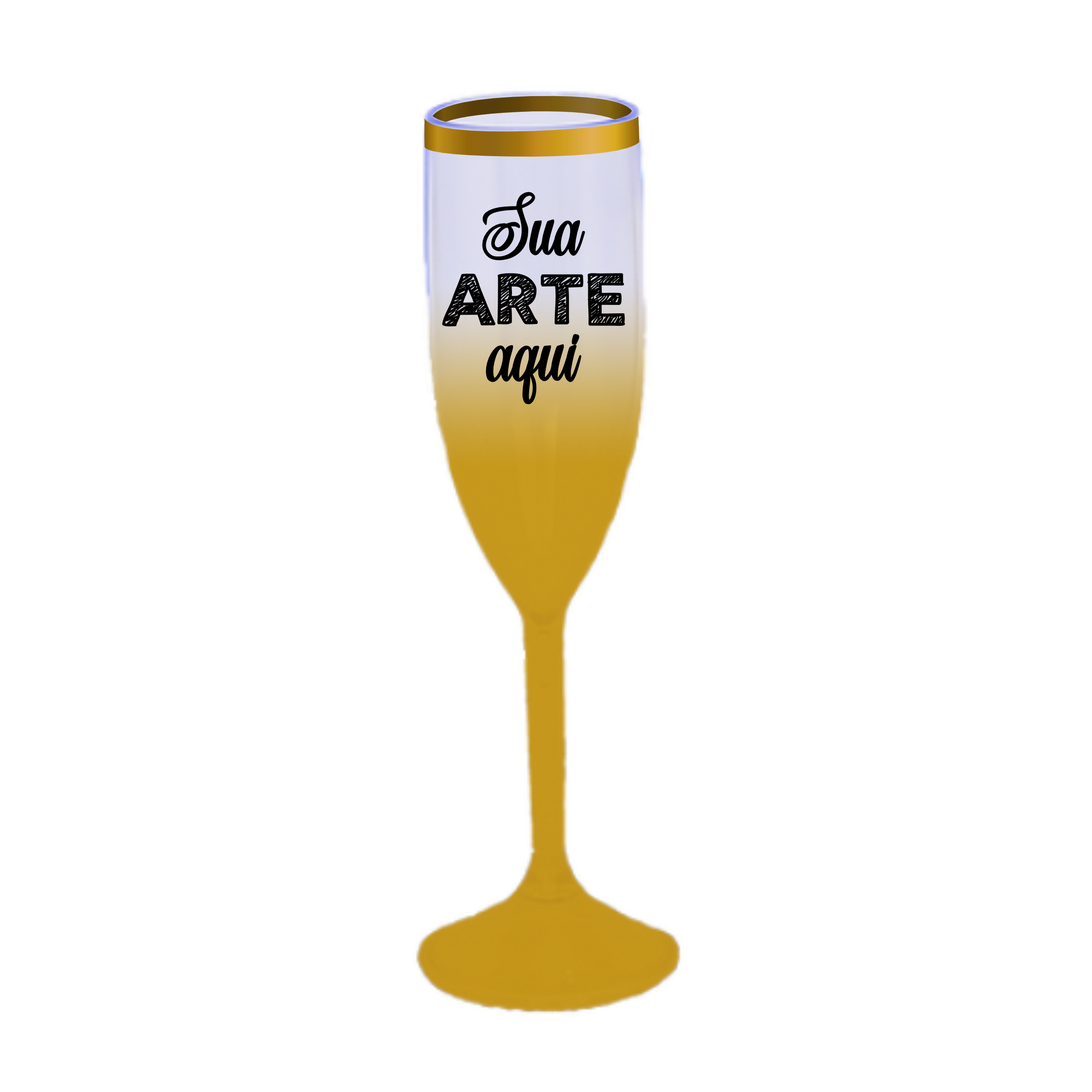 Taça Champagne Jateada Dourado 190 ml com Borda Personalizada