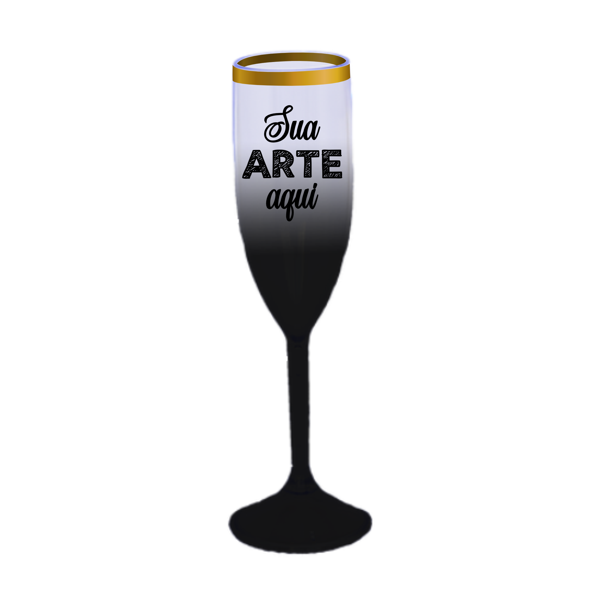 Taça Champagne Jateada Preto 190 ml com Borda Personalizada