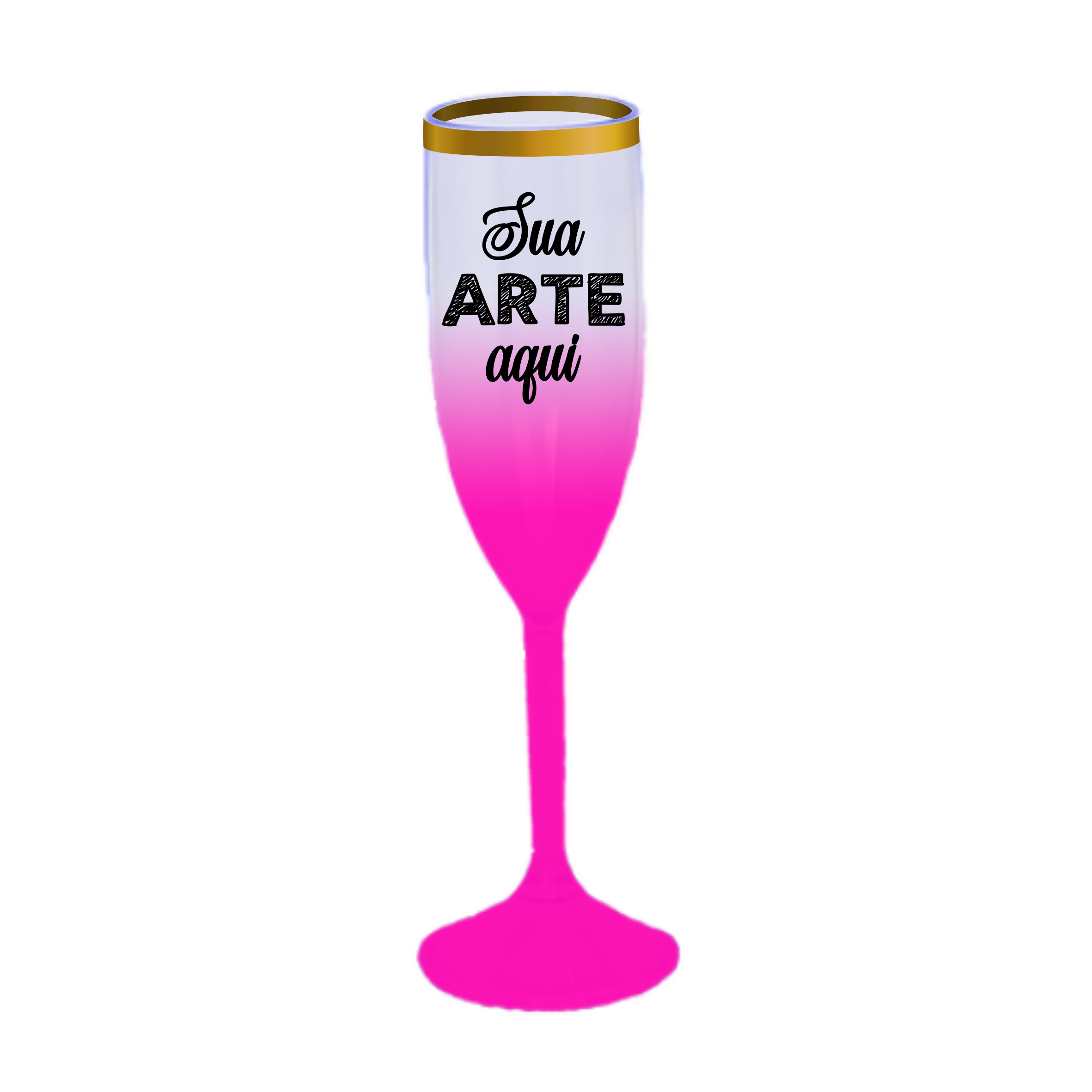 Taça Champagne Jateada Rosa 190 ml com Borda Personalizada