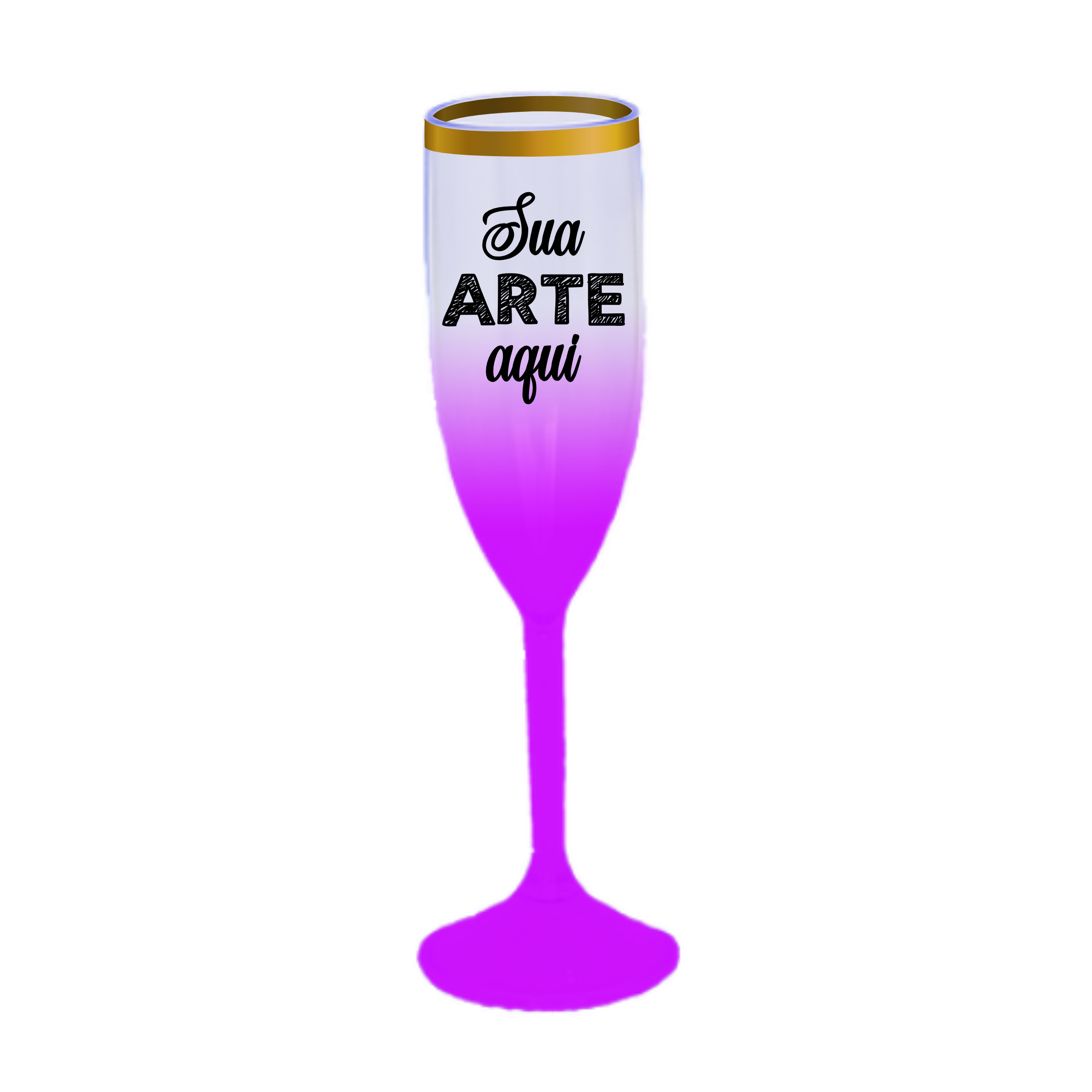 Taça Champagne Jateada Roxo 190 ml com Borda Personalizada