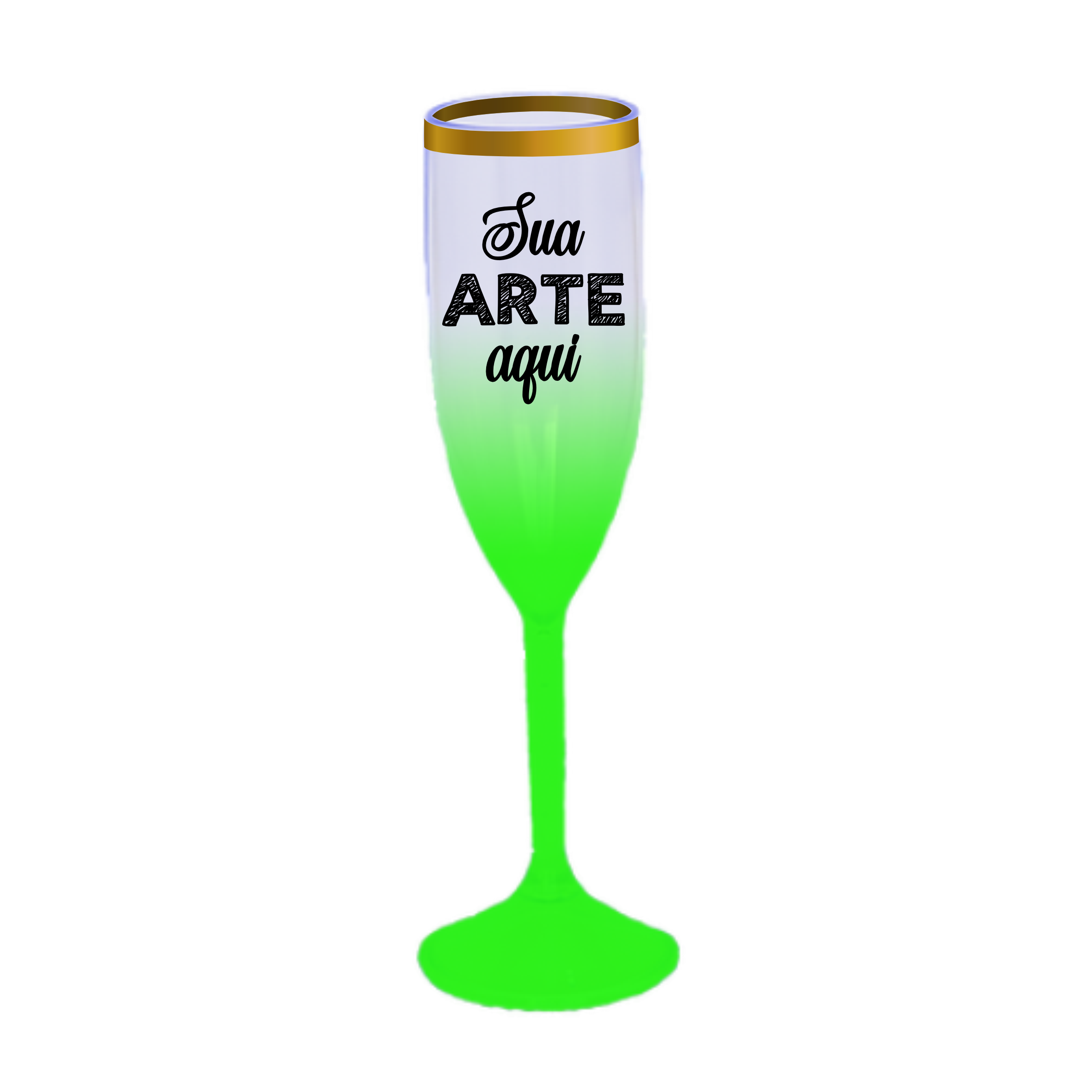 Taça Champagne Jateada Verde 190 ml com Borda Personalizada